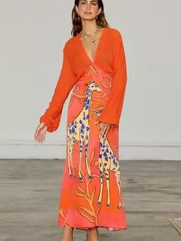 Вязаное платье с жирафом эммы крючком Never Fully Dressed, красный