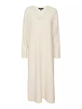 Вязаное платье VERO MODA Knitted dress PHILINE, кремовый