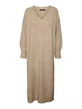 Вязаное платье VERO MODA Knitted dress VMJupiter, пятнистый бежевый
