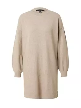 Вязаное платье VERO MODA Knitted dress VMRAIN, темно-бежевый