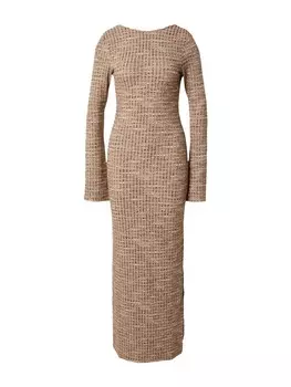Вязаное платье VERO MODA Knitted dress KATE, цвет mottled brown