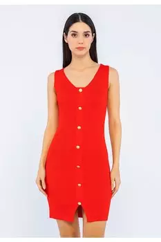 Вязаное платье в рубчик Giorgio Di Mare, красный