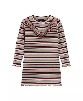 Вязаное платье в рубчик в полоску с люрексом для девочек-подростков Andy & Evan, розовый