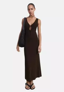Вязаное платье WITH BOW NECKLINE Mango, коричневый