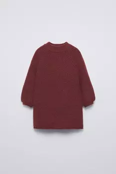 Вязаное платье ZARA, бордовый