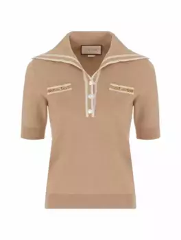 Вязаное поло Horsebit Gucci, коричневый