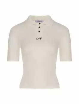 Вязаное поло с логотипом Off-White, белый