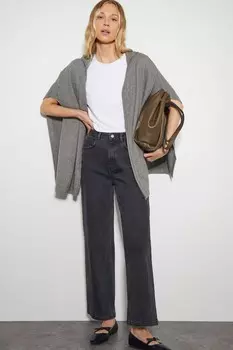 Вязаное пончо с капюшоном Monsoon, серый