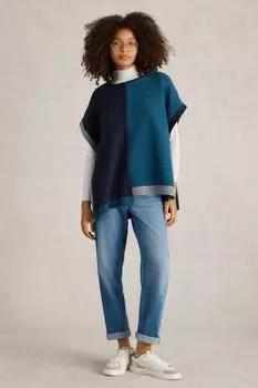 Вязаное пончо с ступенчатым подолом из ясеня White Stuff, зеленый