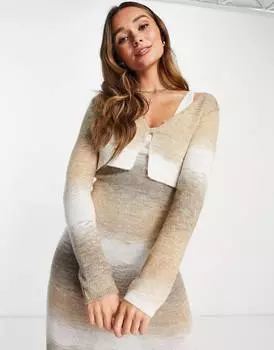 Вязаное укороченное карди Topshop с нейтральным космическим рисунком