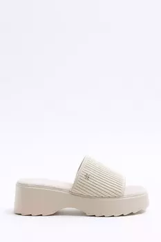 Вязаные босоножки на плоской платформе River Island, бежевый