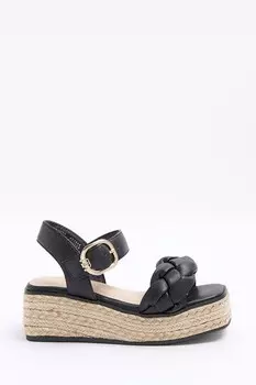 Вязаные босоножки на танкетке для девочек River Island, черный