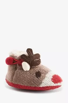 Вязаные ботильоны без шнуровки с мотивом оленей Jojo Maman Bb, мультиколор