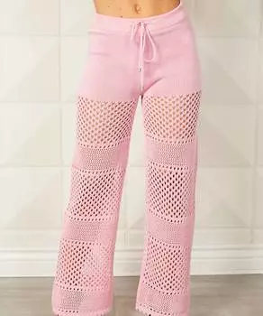 Вязаные брюки цвета румян french kyss, красный