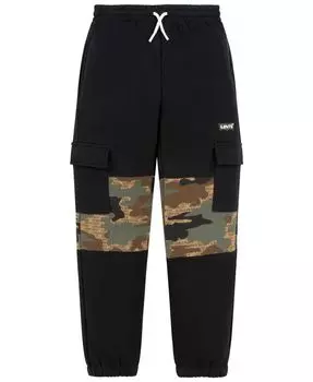 Вязаные брюки для бега с камуфляжным принтом для маленьких мальчиков Levi's, черный