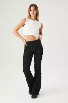 Вязаные брюки-клеш попкорна Forever 21, черный
