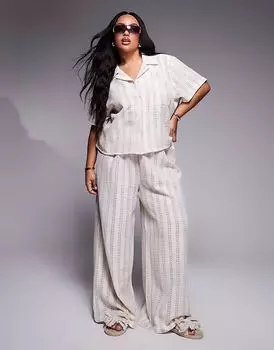 Вязаные брюки South Beach Curve в бежево-кремовой плитке