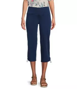 Вязаные джинсовые эластичные леггинсы-капри с банджи-капри без застежек Intro, синий