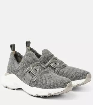Вязаные кеды Tod'S, цвет grafite + cenere scuro
