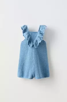 Вязаные комбинезоны крючком с оборками ZARA, синий