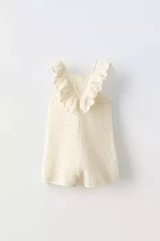Вязаные комбинезоны крючком с оборками ZARA, светло-бежевый