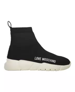 Вязаные кроссовки в форме носков с логотипом. Love Moschino, черный
