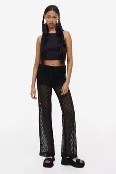 Вязаные крючком брюки без застежек H&M, черный