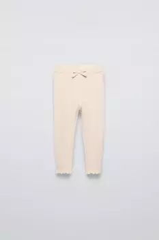 Вязаные леггинсы с бантиком ZARA, экрю