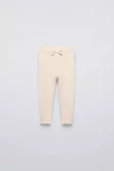 Вязаные леггинсы с бантиком ZARA, экрю