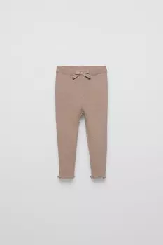 Вязаные леггинсы с бантиком ZARA, кэмел