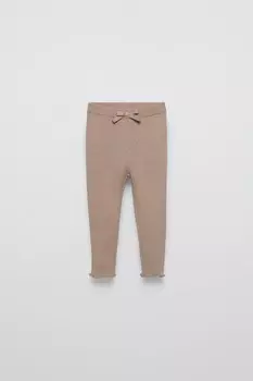 Вязаные леггинсы с бантиком ZARA, кэмел
