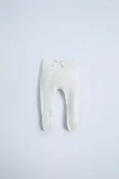 Вязаные леггинсы с бантом ZARA, цвет Light ecru