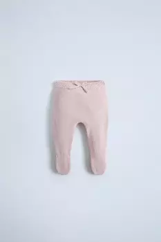 Вязаные леггинсы с завязками ZARA, розовый