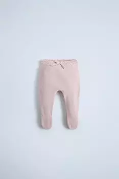 Вязаные леггинсы с завязками ZARA, розовый