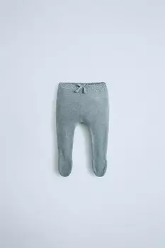 Вязаные леггинсы с завязками ZARA, синий/серый