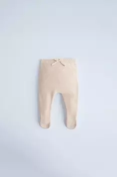 Вязаные леггинсы с завязками ZARA, светло-розовый