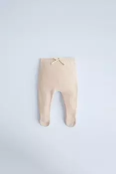 Вязаные леггинсы с завязками ZARA, светло-розовый