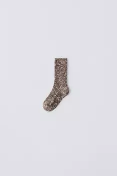 Вязаные носки с печатками ZARA, коричневый