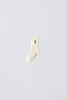 Вязаные носки с вышивкой snoopy peanuts ZARA, экрю
