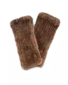 Вязаные перчатки из меха норки коричневого цвета Maximilian, темно-коричневый