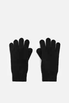 Вязаные перчатки из шерсти и кашемира ZARA, черный