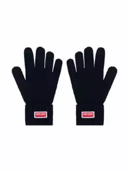 Вязаные перчатки с логотипом Kenzo, тёмно-синий