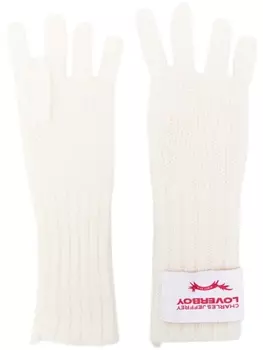 Вязаные перчатки с нашивкой-логотипом Charles Jeffrey Loverboy, белый