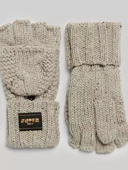 Вязаные перчатки Superdry, овсяно-бежевый с крапинками