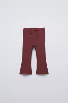 Вязаные расклешенные леггинсы ZARA, бордовый