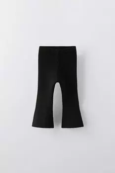 Вязаные расклешенные леггинсы ZARA, черный