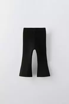 Вязаные расклешенные леггинсы ZARA, черный