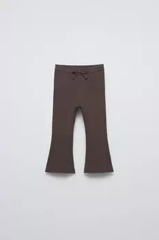Вязаные расклешенные леггинсы ZARA, цвет chocolate