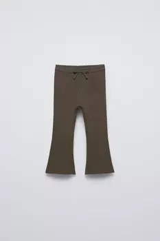 Вязаные расклешенные леггинсы ZARA, хаки
