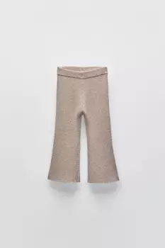 Вязаные расклешенные леггинсы ZARA, песочный